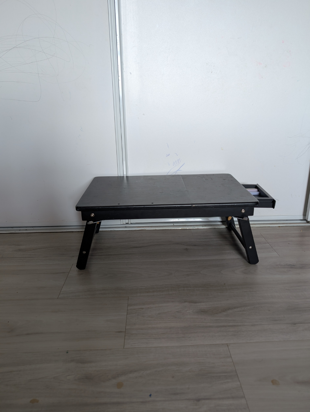 Black Foldable Laptop Table with Drawer - photo 2