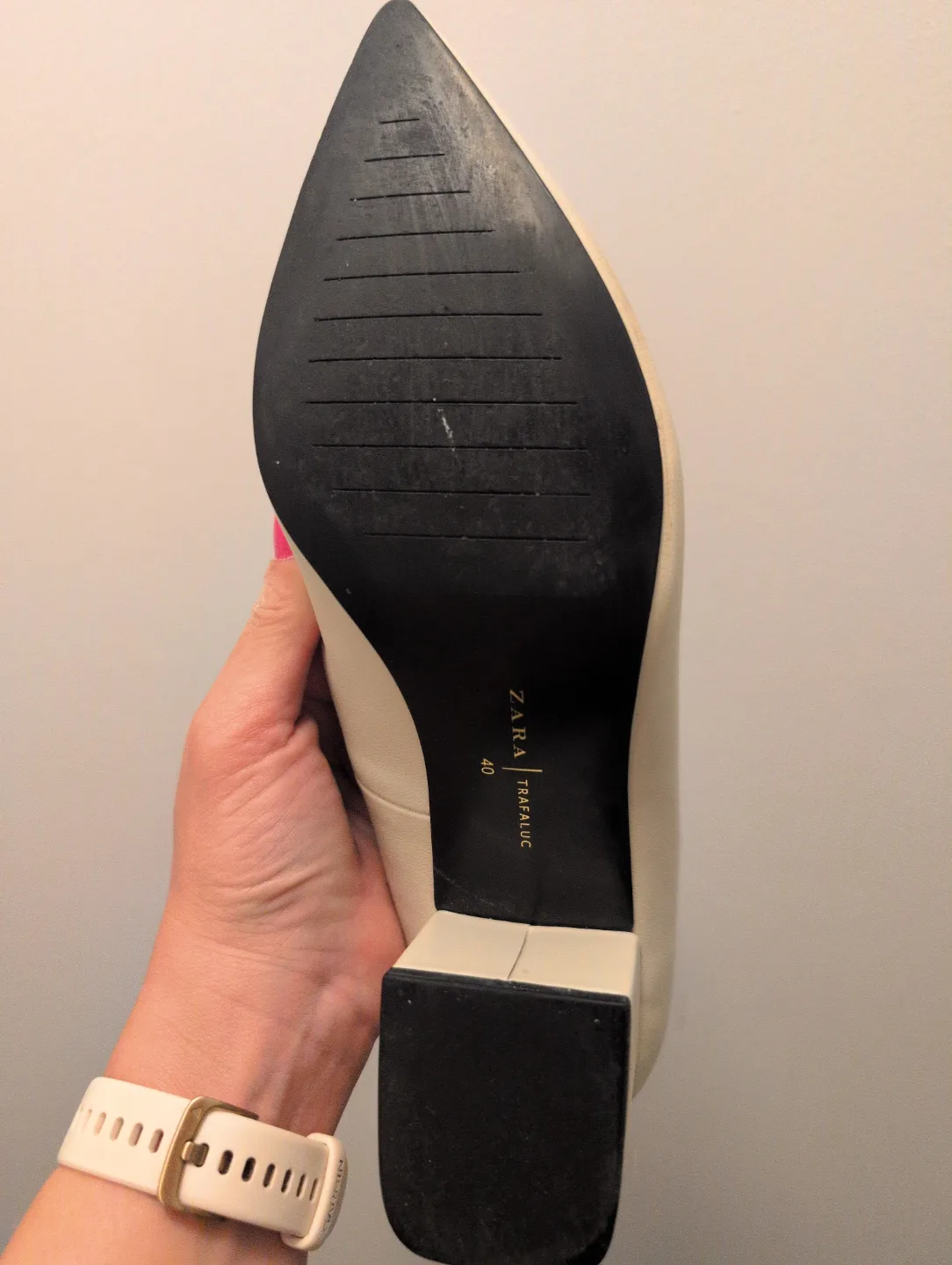 Zara Trafaluc White Block Heel Pumps - Size 40 💚 image indicator(3)