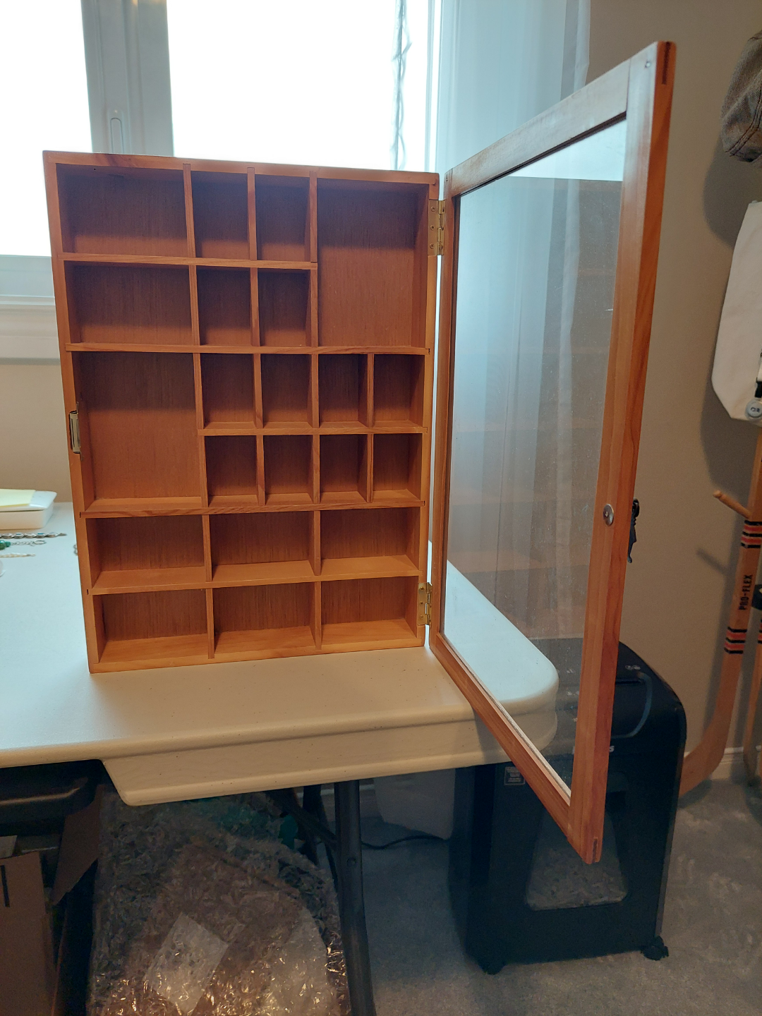 Wooden Display Case with Glass Door