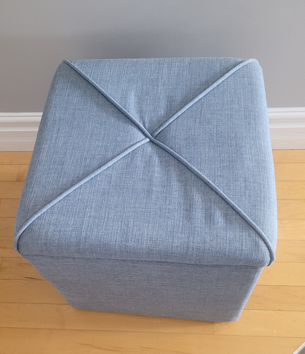 Blue Fabric Storage Ottoman