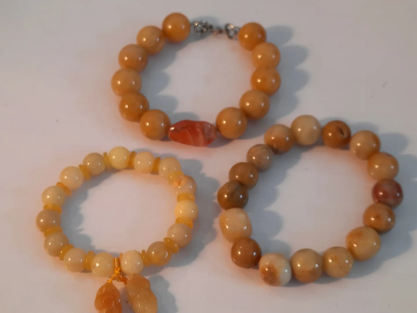 Three Beaded orange jade  Bracelets thumbnail