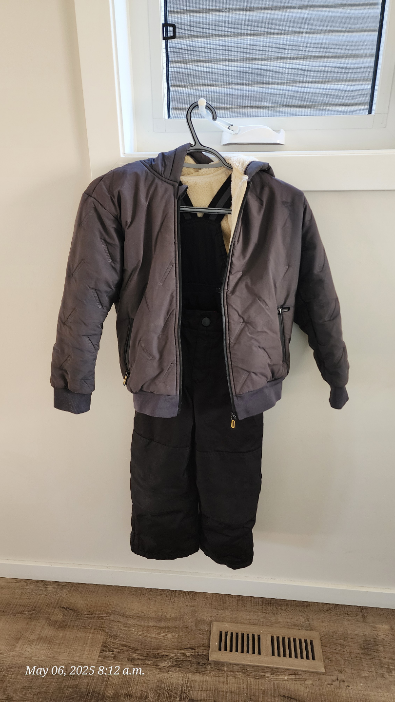 Kids' Dark Grey Quilted Snowsuit