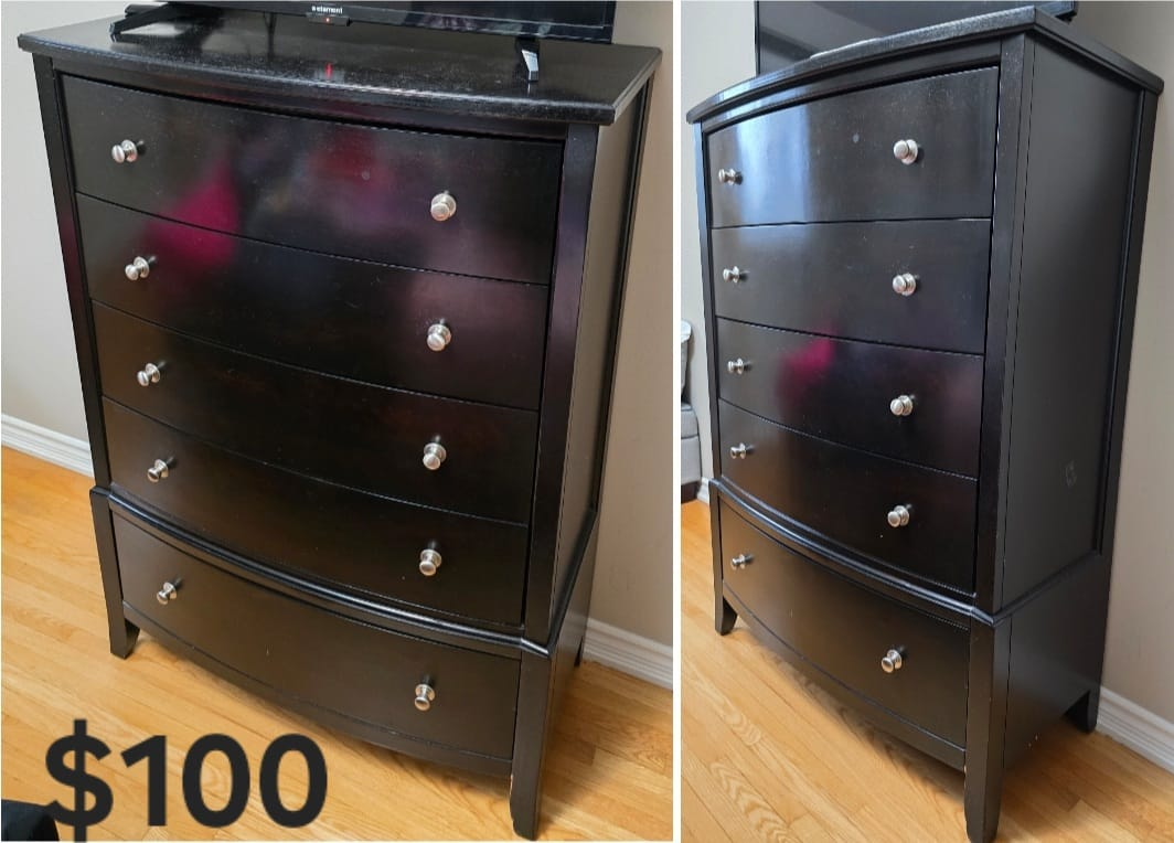 Black Five-Drawer Chest of Drawers