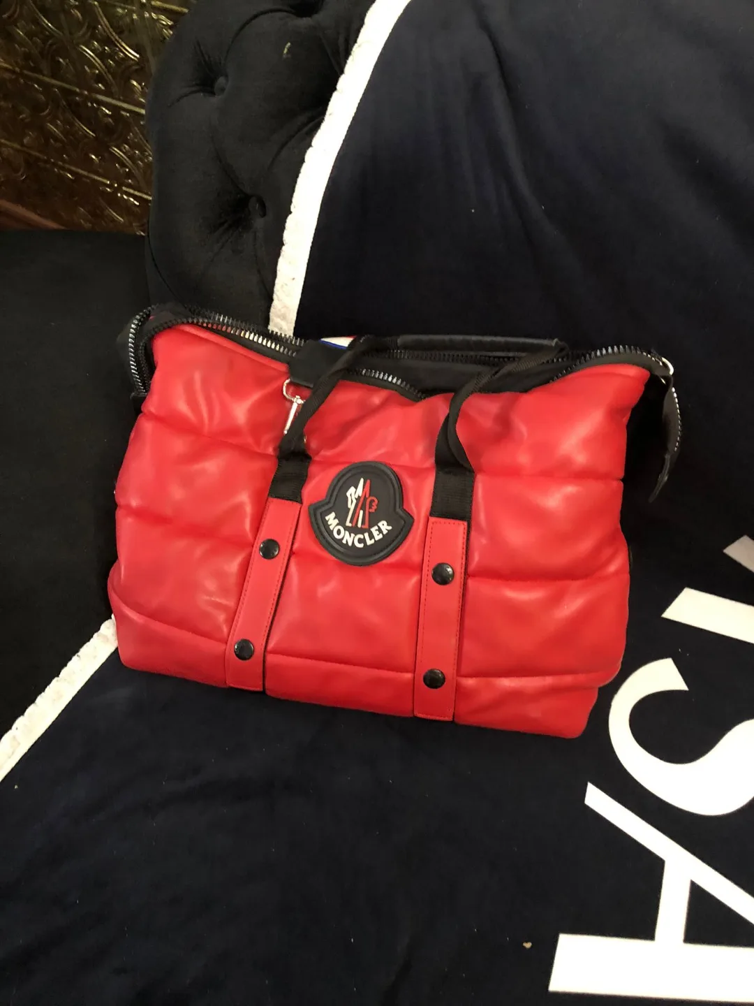 Moncler Red Quilted Handbag thumbnail