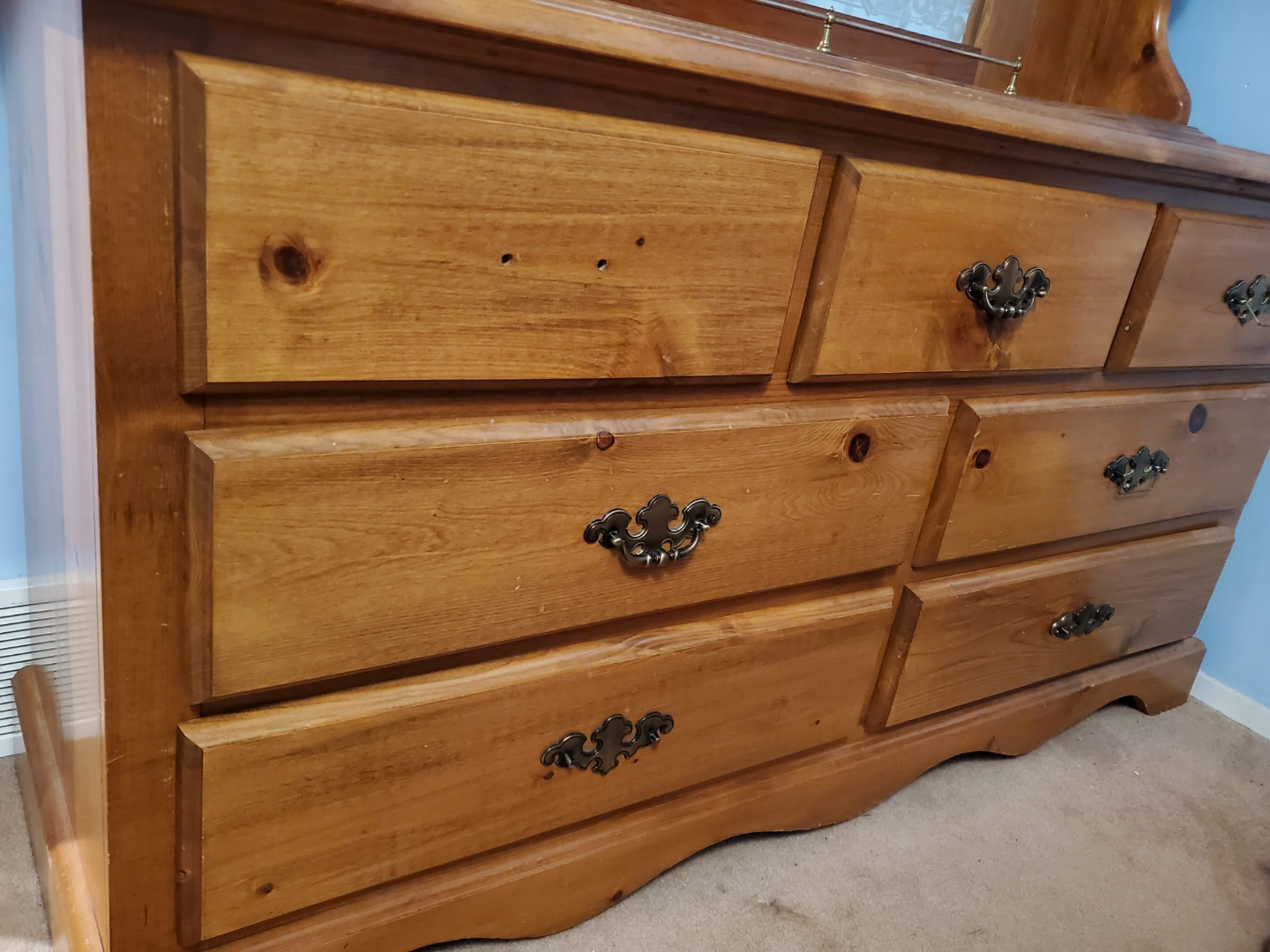 Solid Pine Wood Dresser with Mirror - photo 2