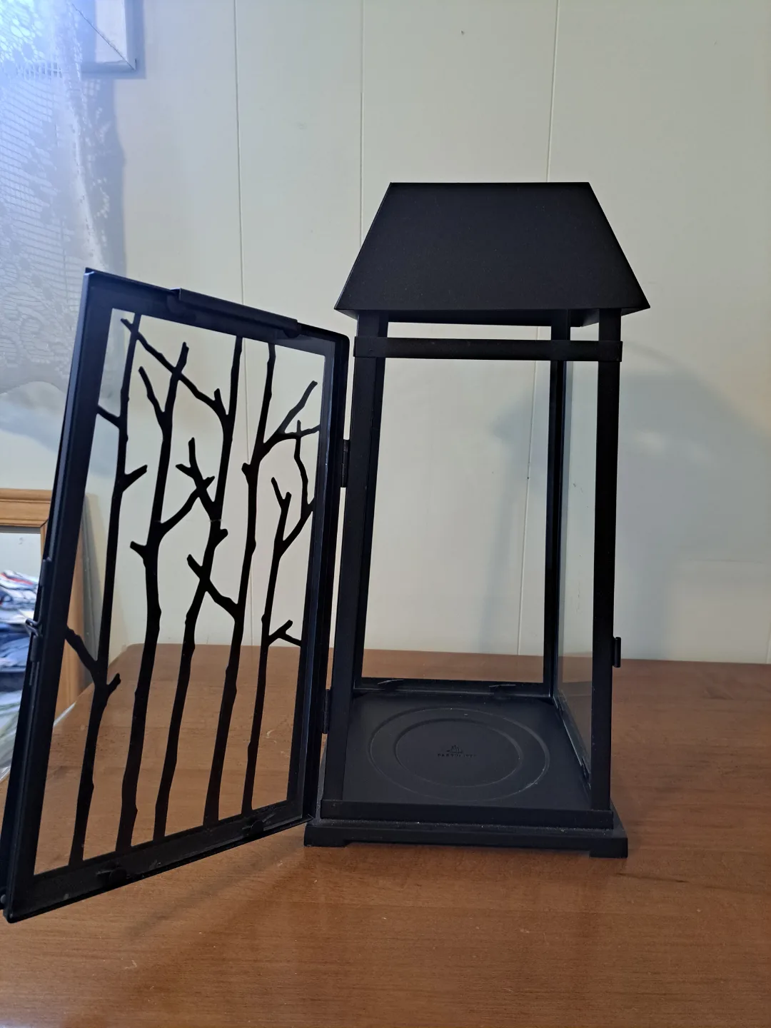 Partylite Black Metal Lantern with Branch Design thumbnail
