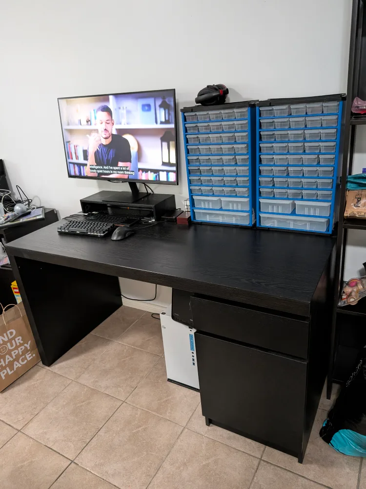 Black Ikea Desk with Drawers thumbnail