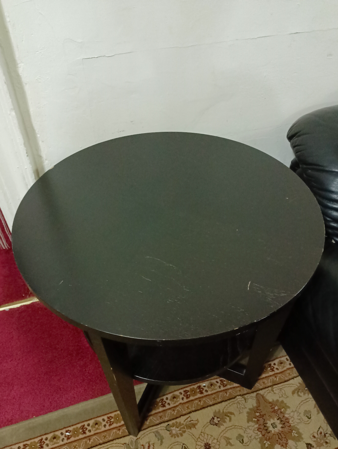 Round Black Side Table with Shelf🧡 - photo 2