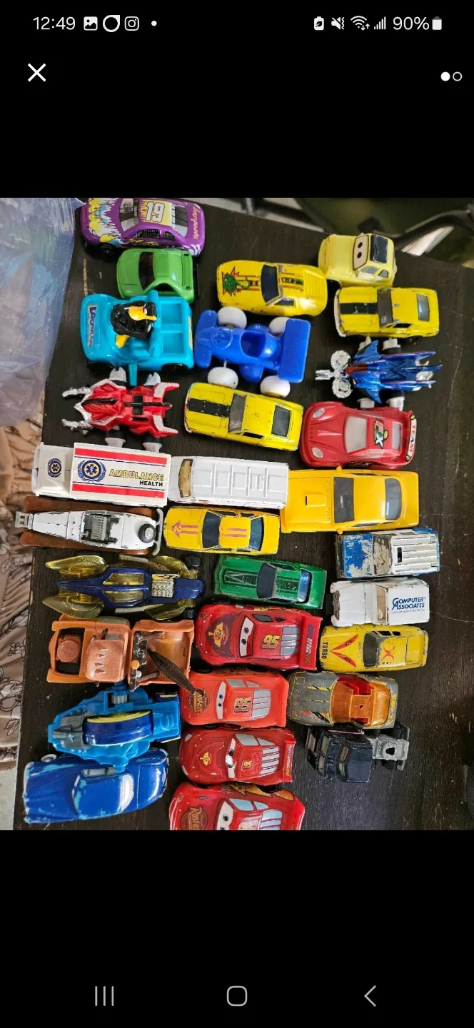 lot Wooden Blocks, Log Cabin, Toy Cars thumbnail