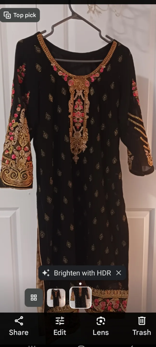 Black embroidered Pakistani Shalwar Kameez image indicator(3)