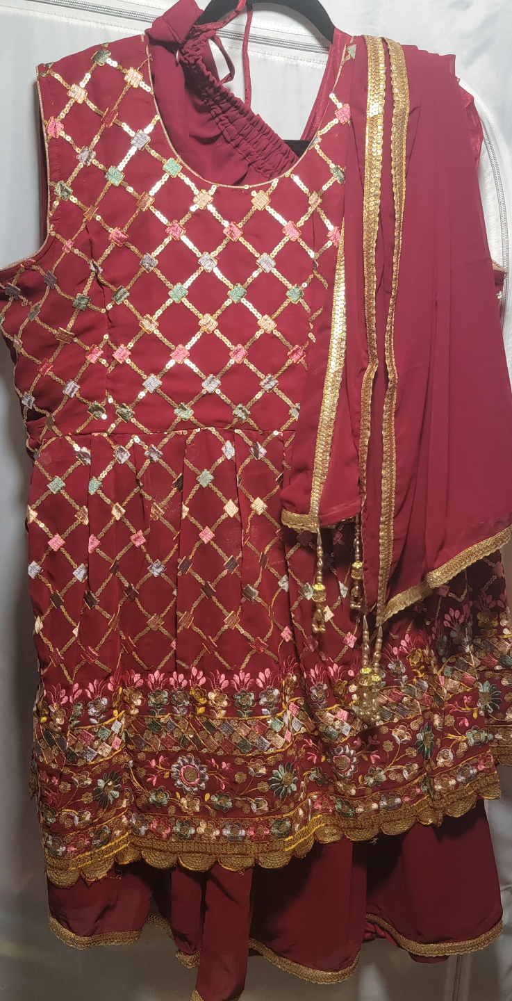 Gorgeous Maroon Pakistani Shalwar Kameez with Dupatta
