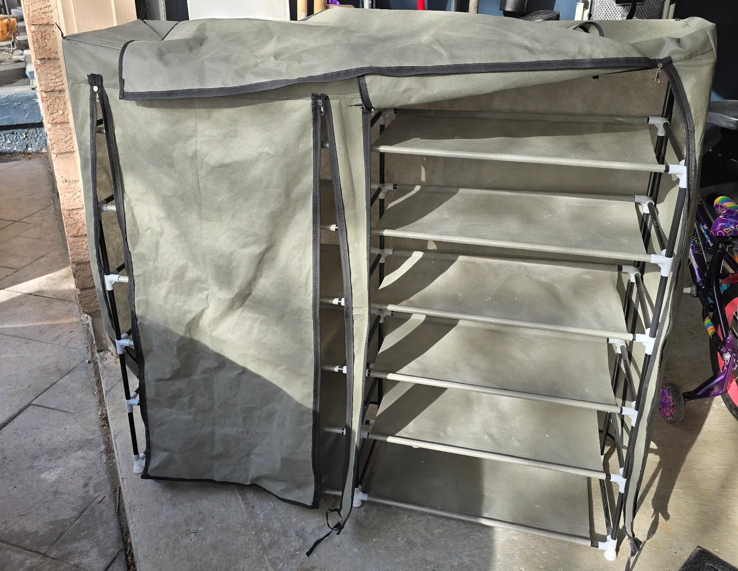 Fabric Covered Shoe Rack