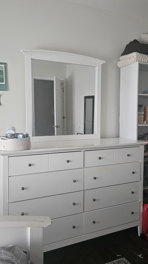 White Bedroom Furniture Set - Dresser, Nightstand, and Headboard