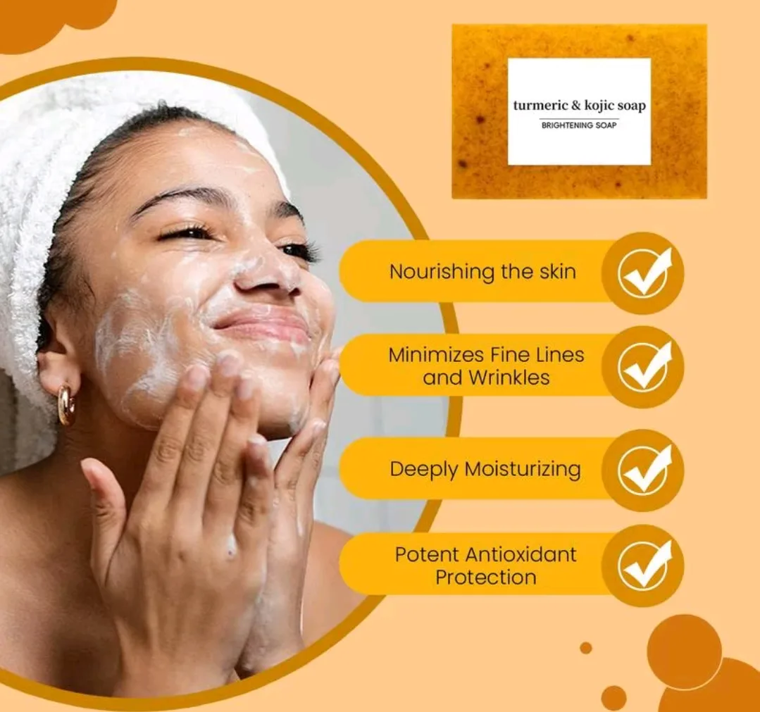 2 Turmeric Kojic Acid Soap Bar 100g All Natural Brightening image indicator(5)