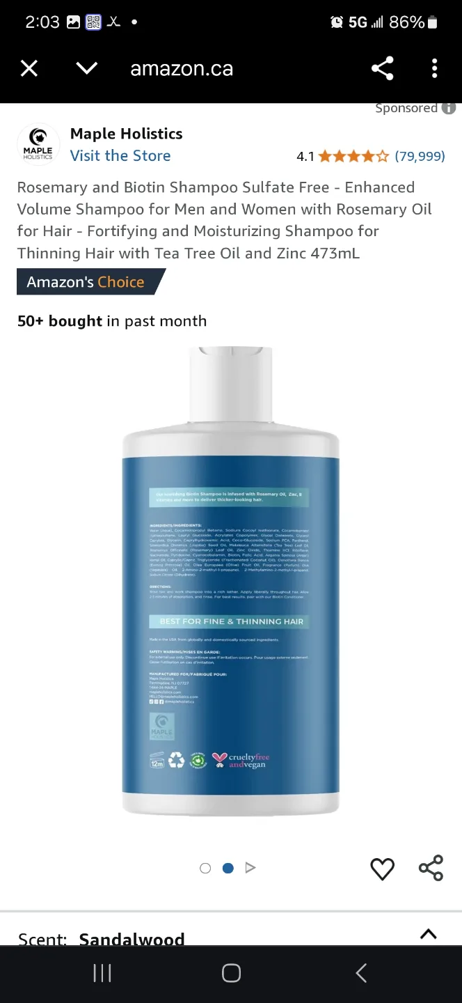 Rosemary & Biotin Shampoo Sulfate Free  for Men & Women image indicator(5)