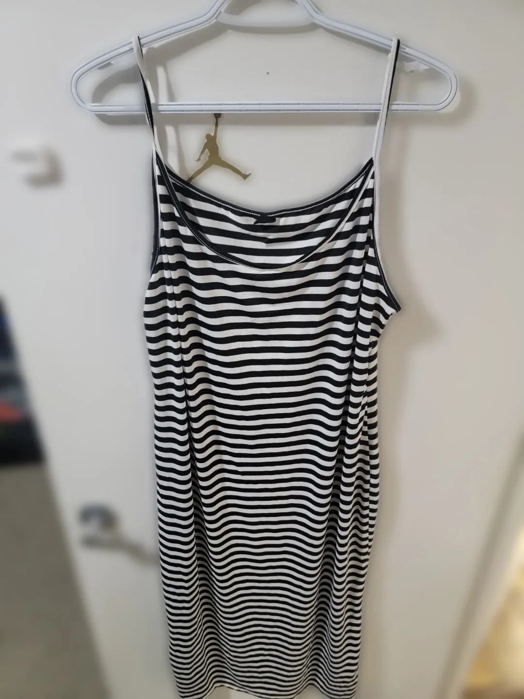 Black and white striped slip dress thumbnail