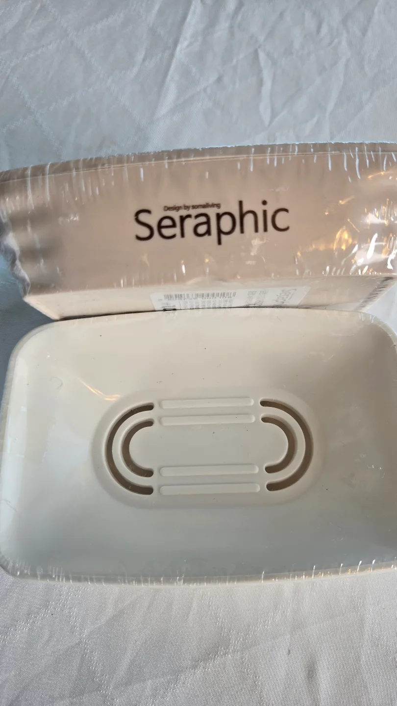 Two Seraphic Soap Dishes, Beige and White thumbnail