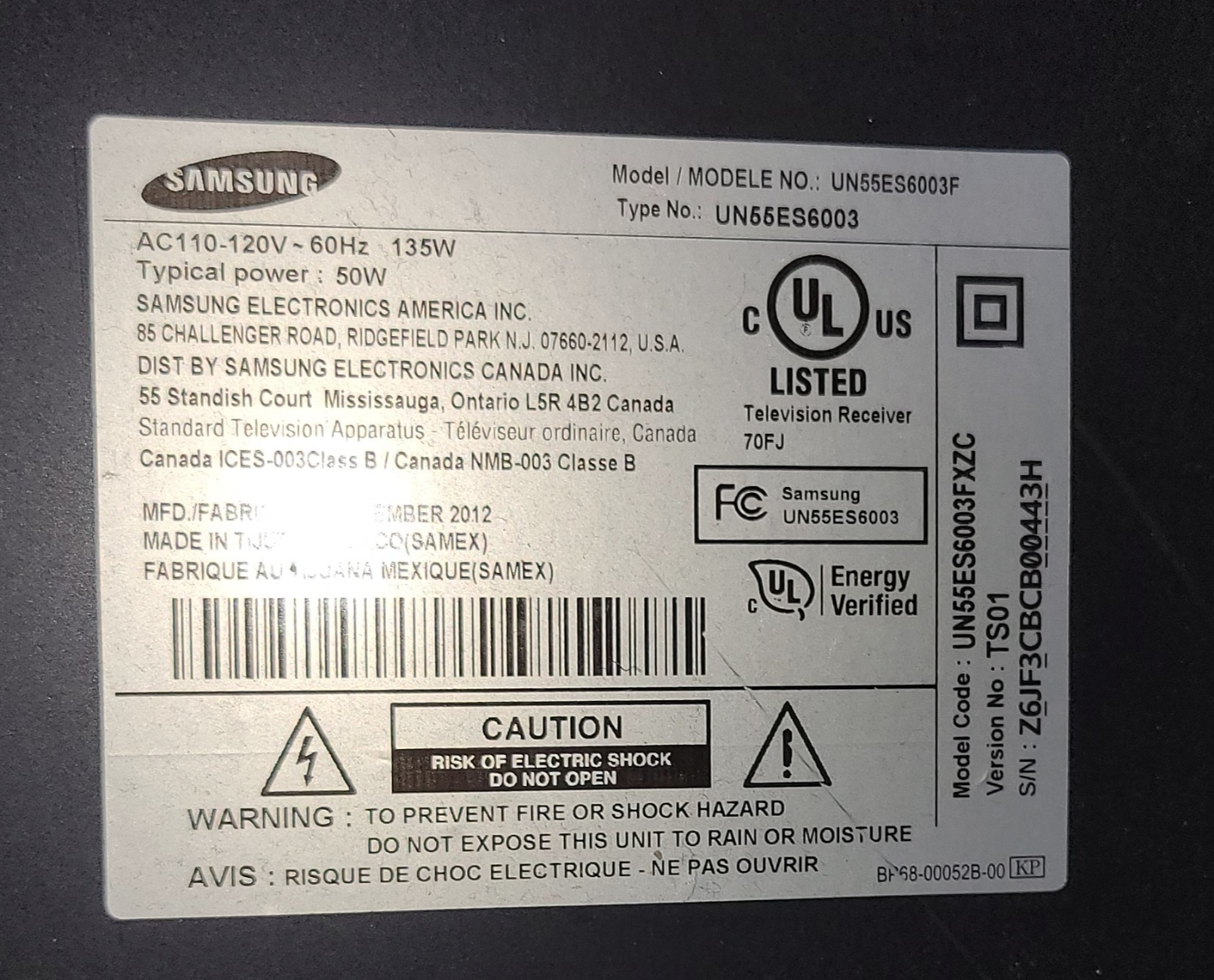 Samsung 55-inch LED TV (UN55ES6603F) - photo 3