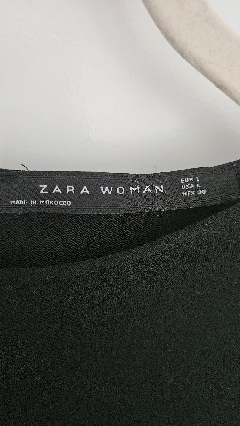 Zara Woman Black Ruffled Crop Top Size L - photo 2