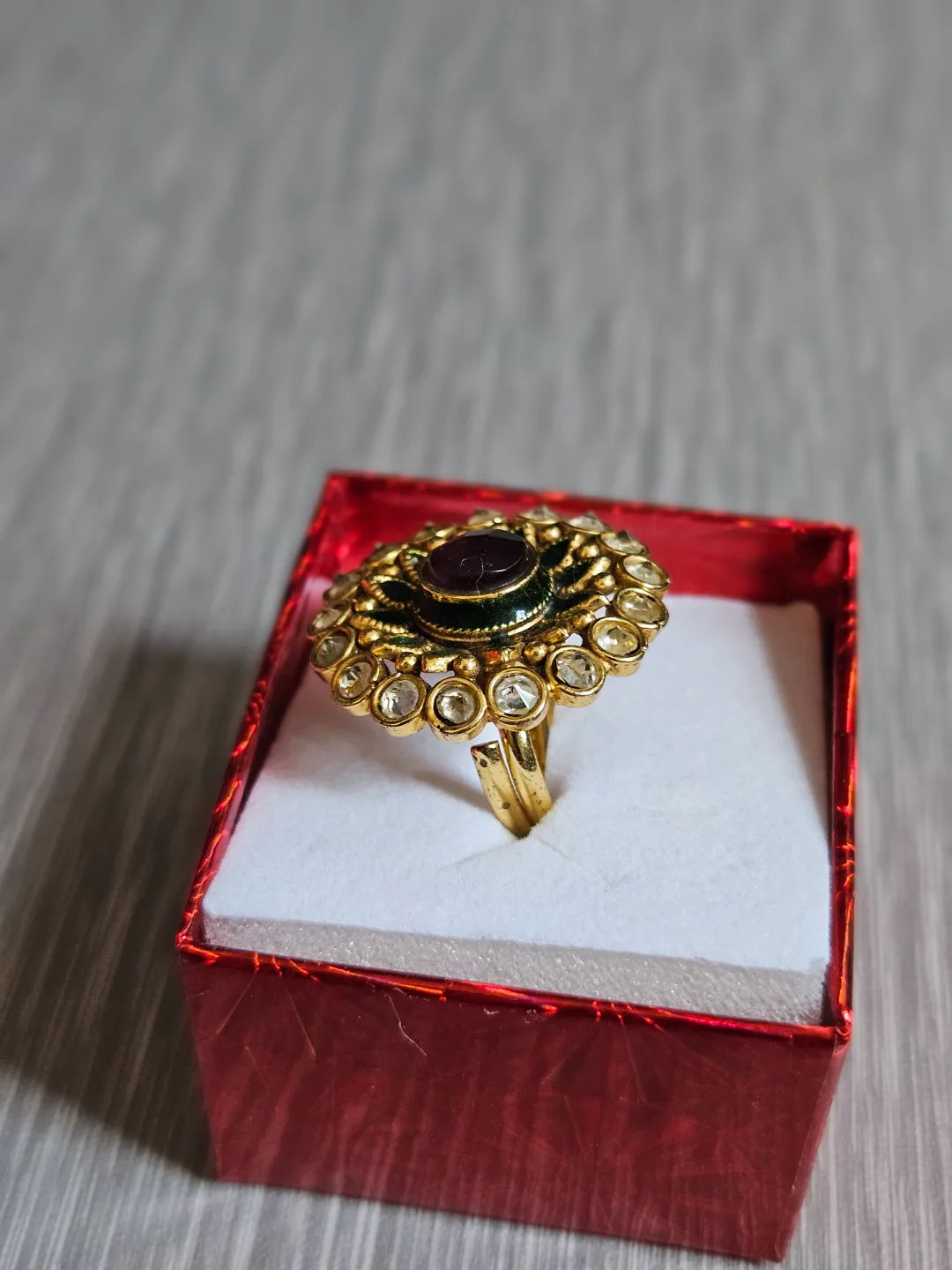 Gorgeous Gold  color Kundan Ring with Purple Gemstone image indicator(2)