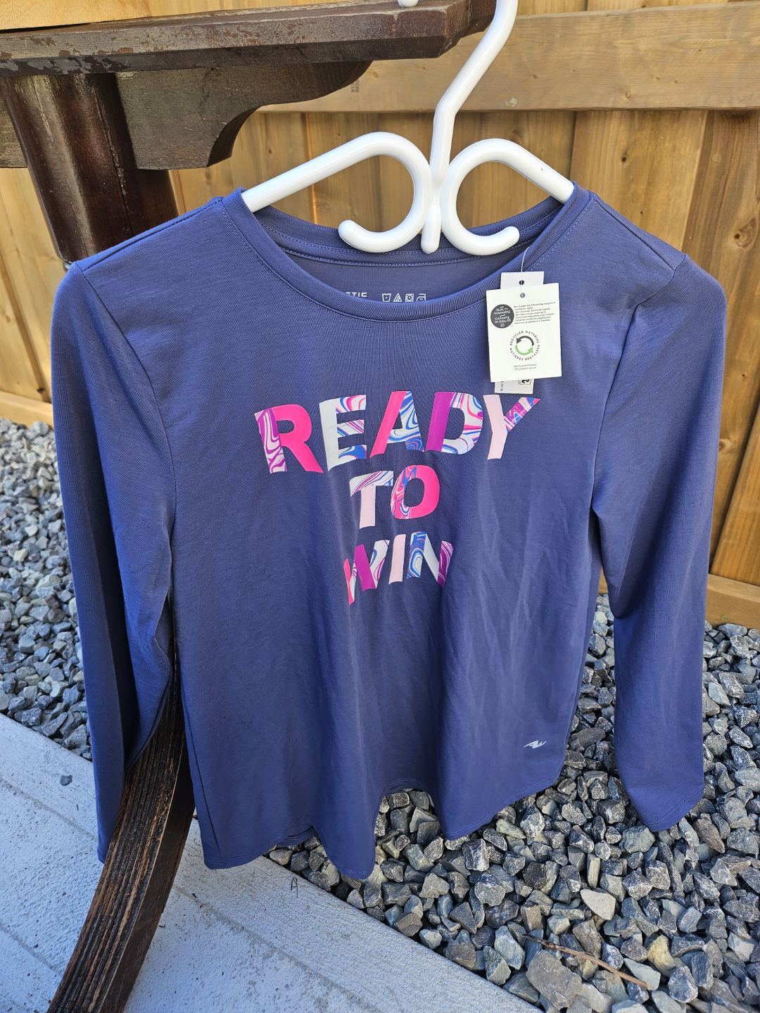 Athletic Works Girls' Long Sleeve Graphic Tee - Size XL (14-16)