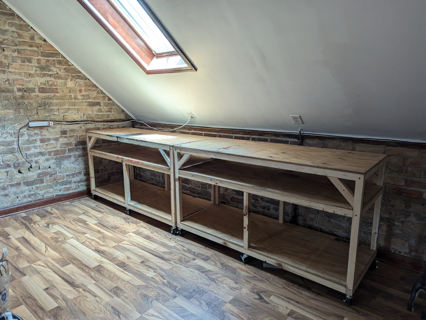 Pair of Wooden Rolling Workbenches