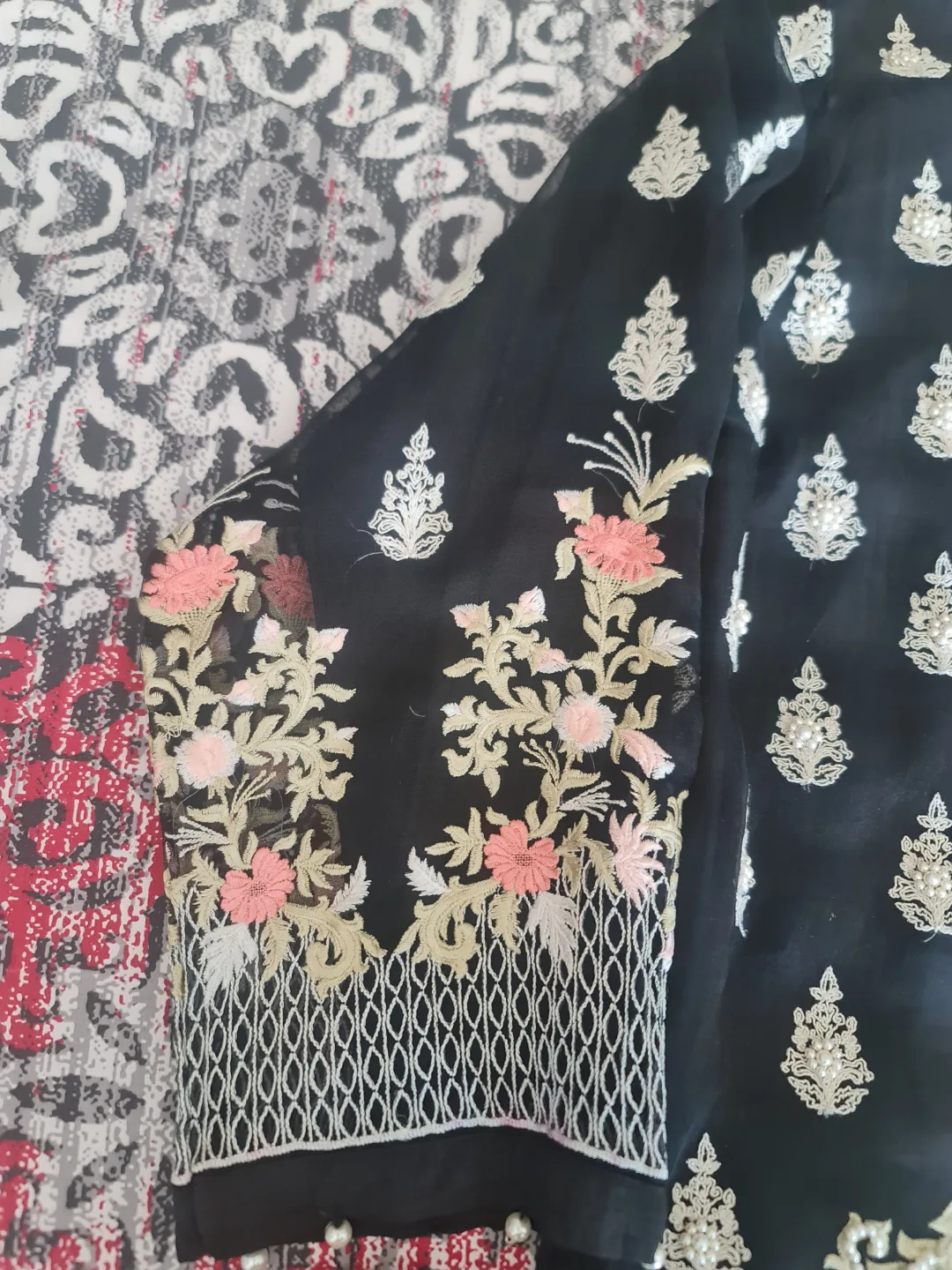 Black embroidered kurta thumbnail