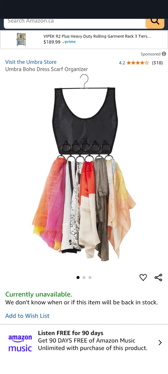 Umbra Boho Dress Scarf Organizer thumbnail