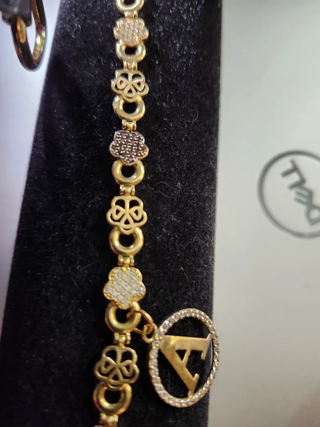 18k Real Gold Bracelet with Letter A Charm image indicator(3)