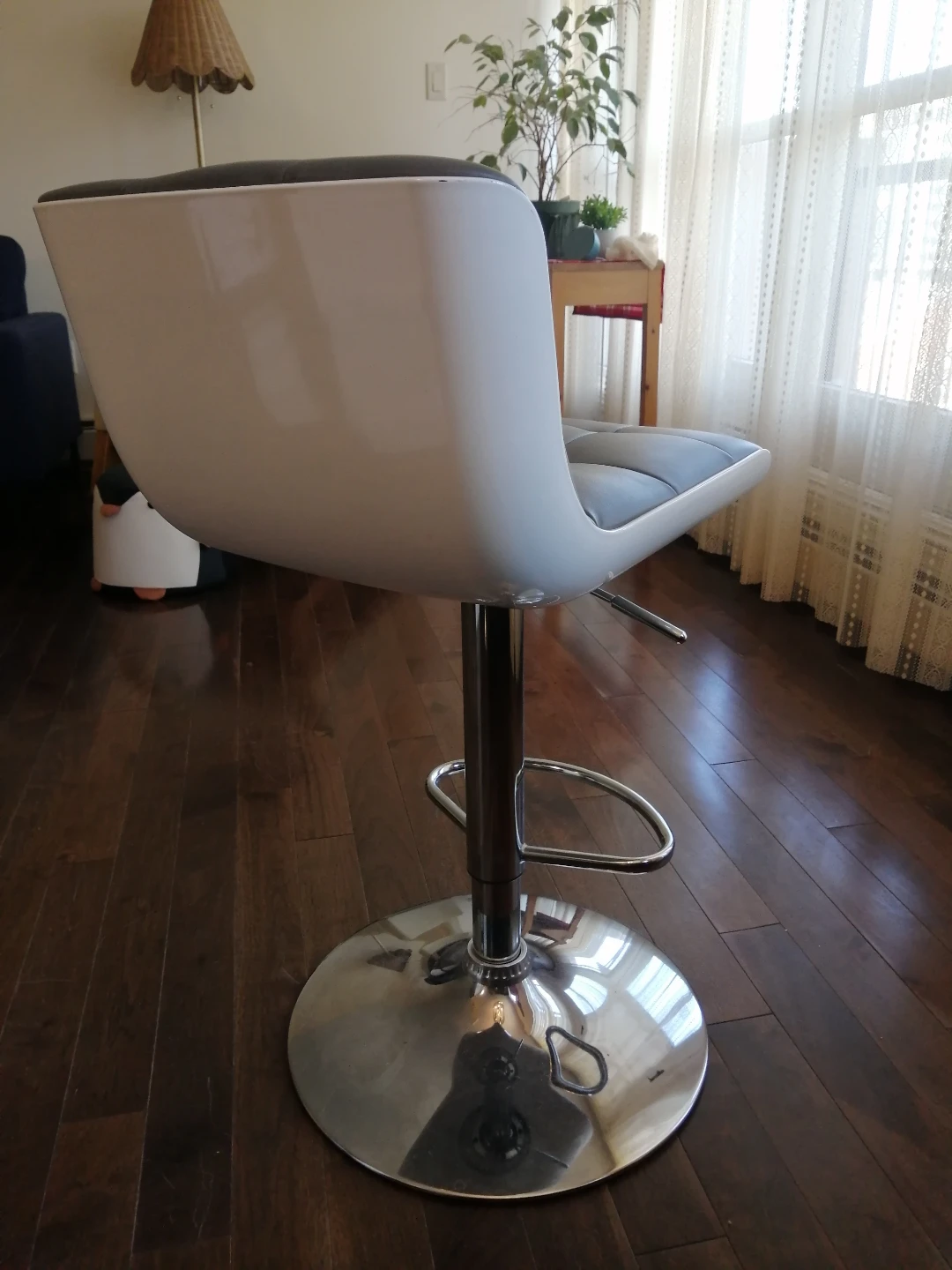 Pair of Grey and Chrome Swivel Bar Stools - photo 3