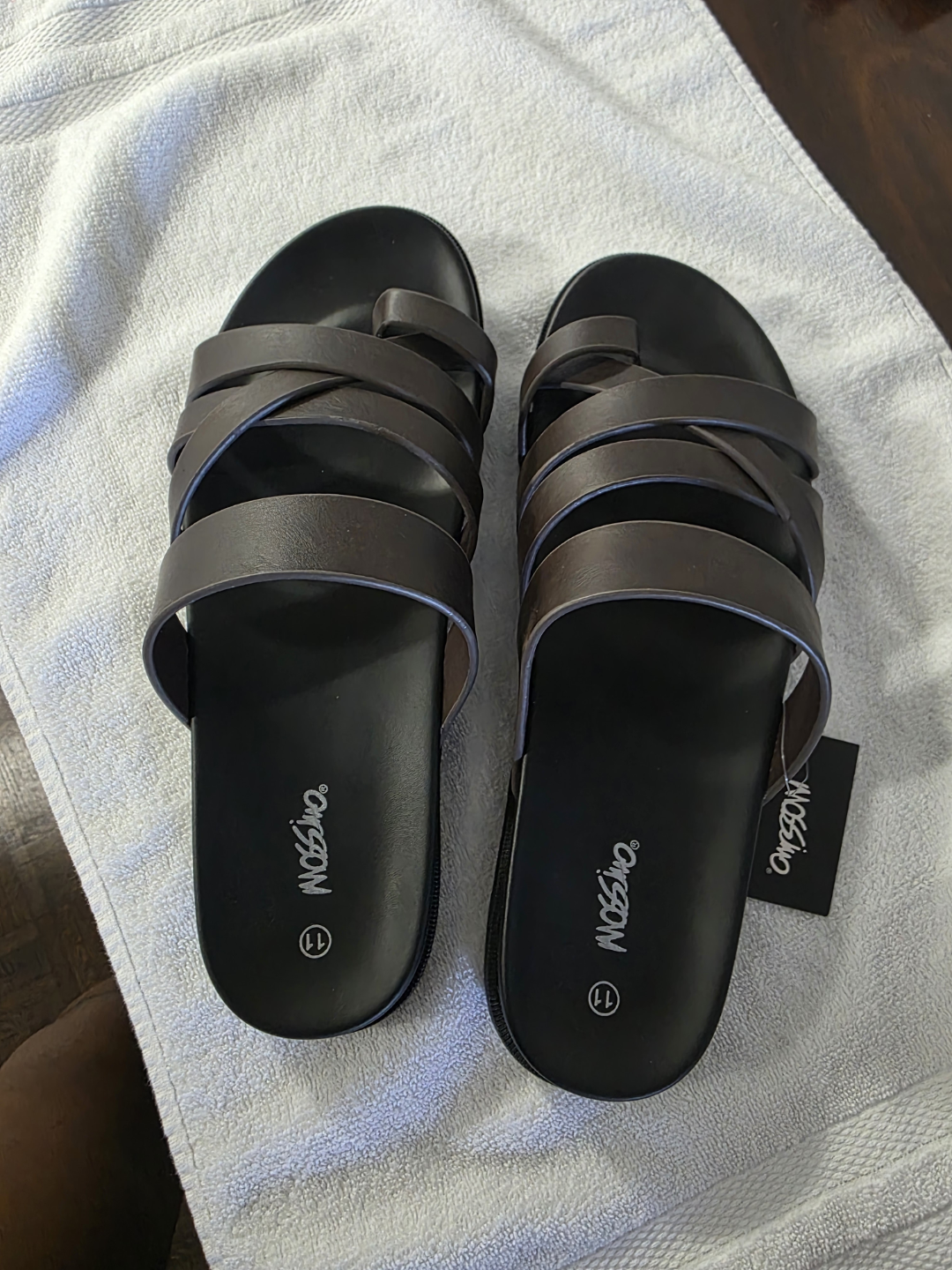 Men's Brown Leather Slides - Size 11