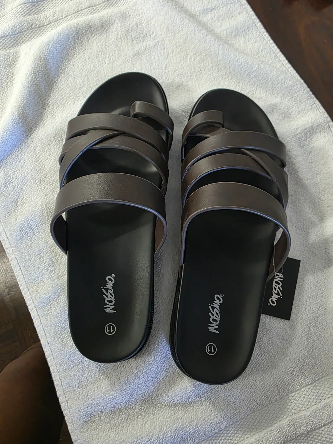 Men's Brown Leather Slides - Size 11 thumbnail