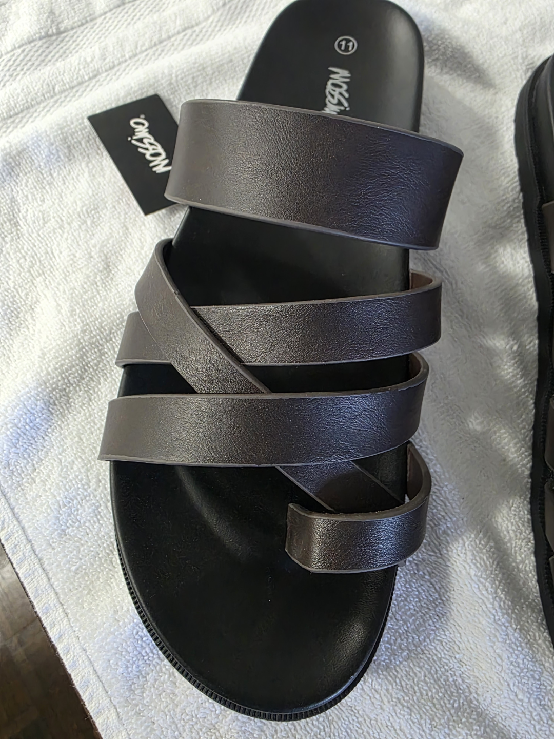 Men's Brown Leather Slides - Size 11 - photo 3