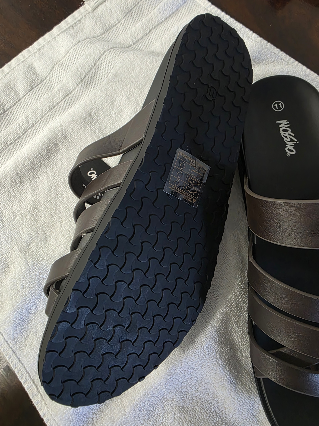 Men's Brown Leather Slides - Size 11 - photo 4