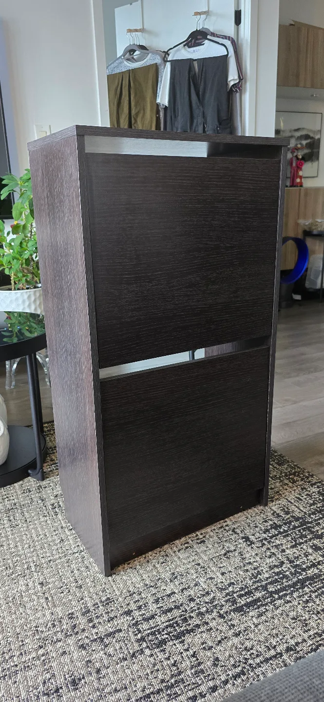 IKEA BISSA Shoe Cabinet in Dark Wood Finish thumbnail