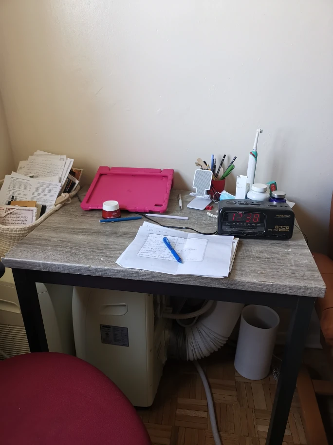 Grey Wood-Look Desk with Metal Legs