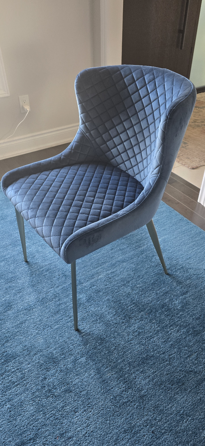 Blue Velvet Chair with Metal Legs - photo 2