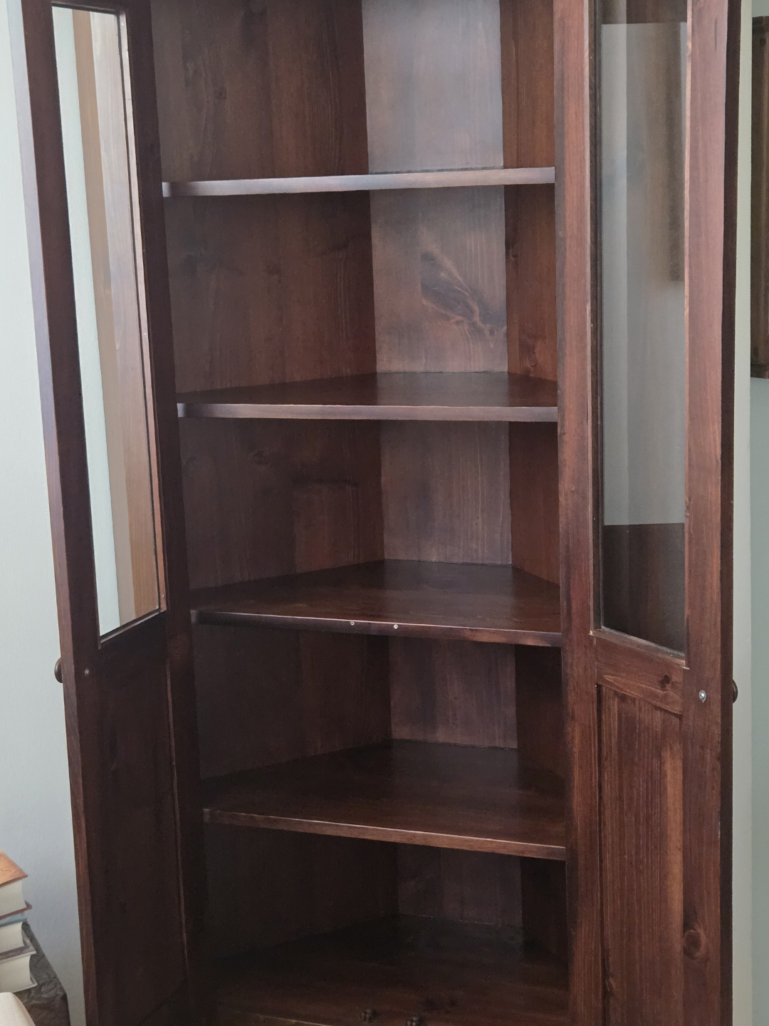 Corner Hutch Cabinet - Dark Brown Wood - photo 3