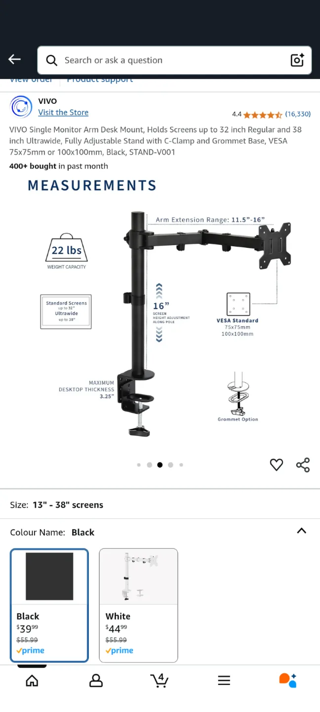vivo single monitor mount + BNIB re-enforcement plate thumbnail