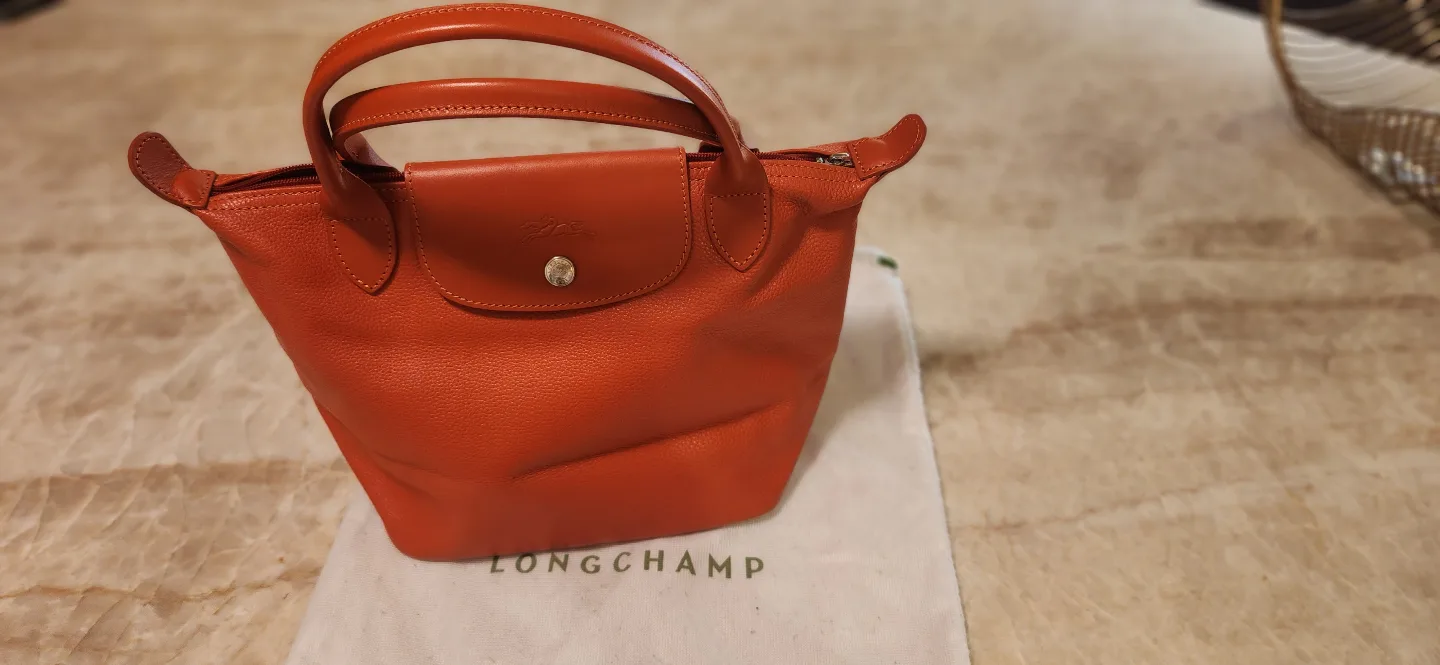 Longchamp Le Pliage Cuir Small Handbag - Burnt Orange thumbnail
