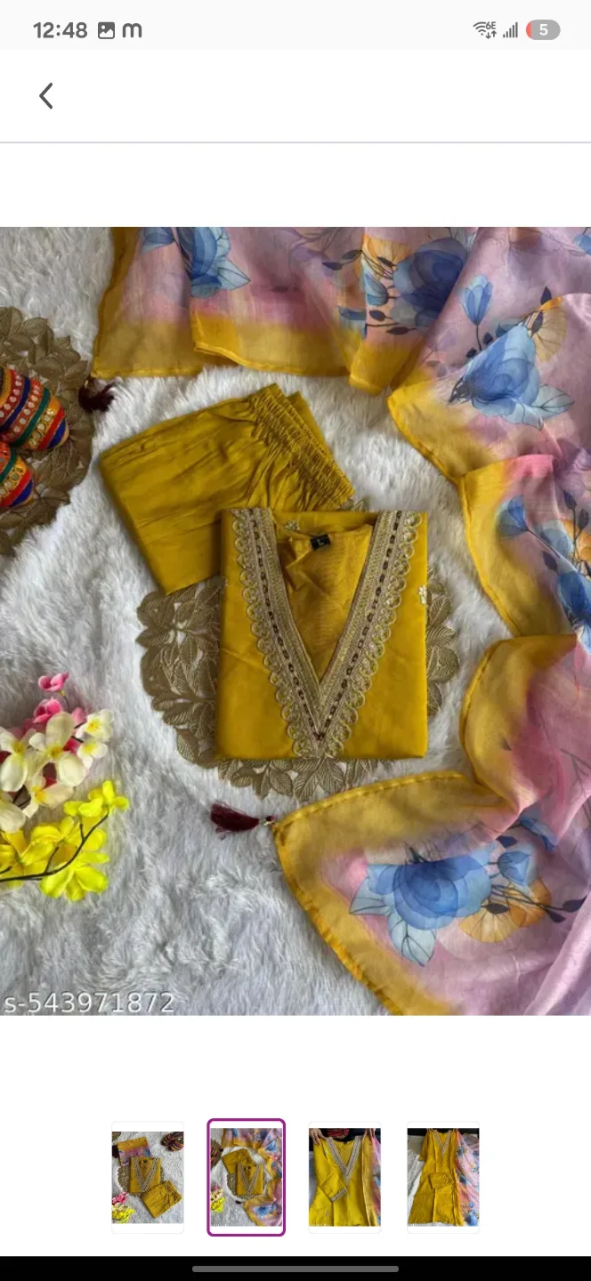 Mustard Yellow Embroidered Salwar Kameez Suit with Dupatta thumbnail