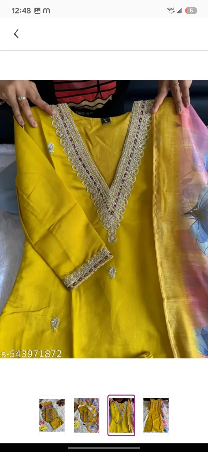 Mustard Yellow Embroidered Salwar Kameez Suit with Dupatta image indicator(2)