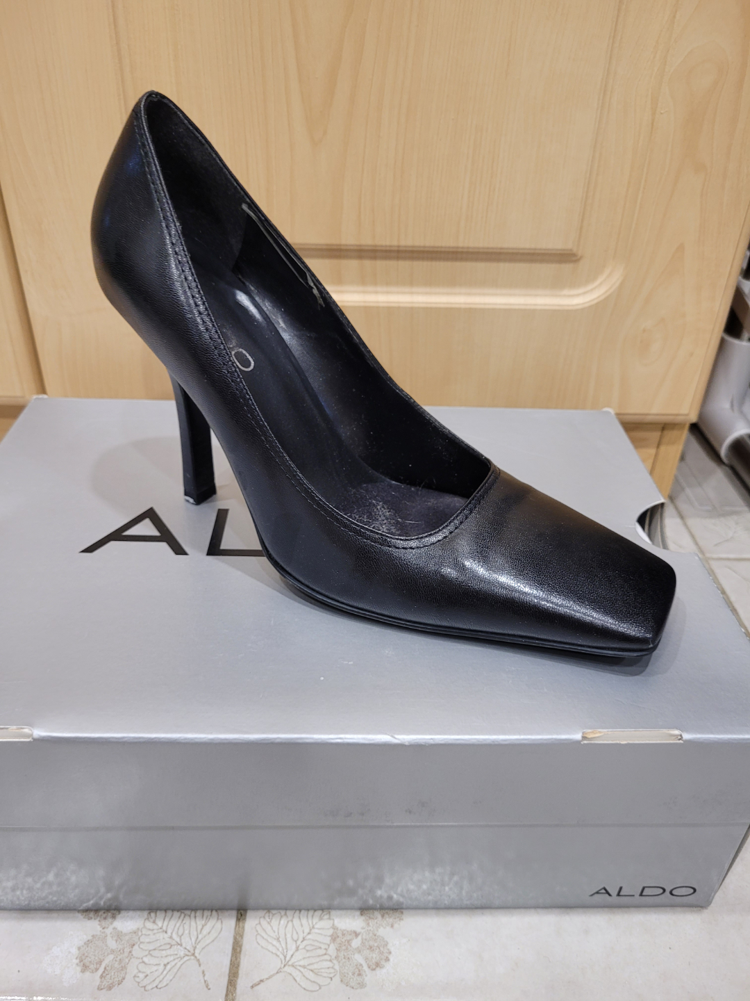 ALDO Black Leather Heels