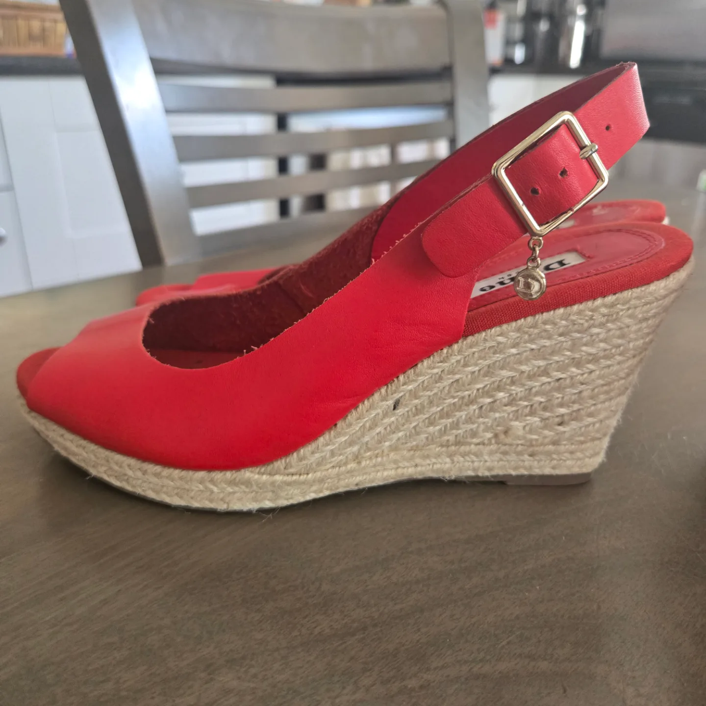 Dune London Red Wedge Heels Size 6M thumbnail