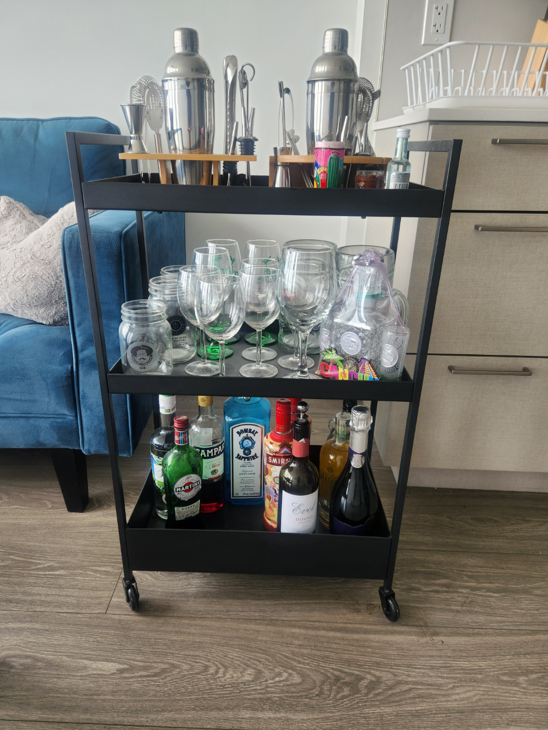 IKEA Three-Tier Black Rolling Bar/Trolley Cart