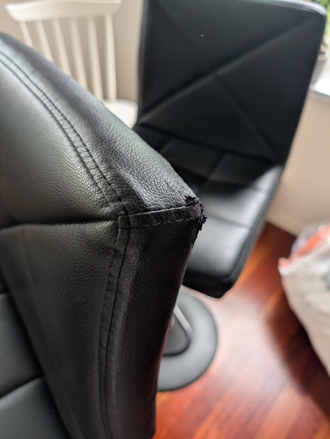 Pair of Black PU Leather Bar Stools - photo 2