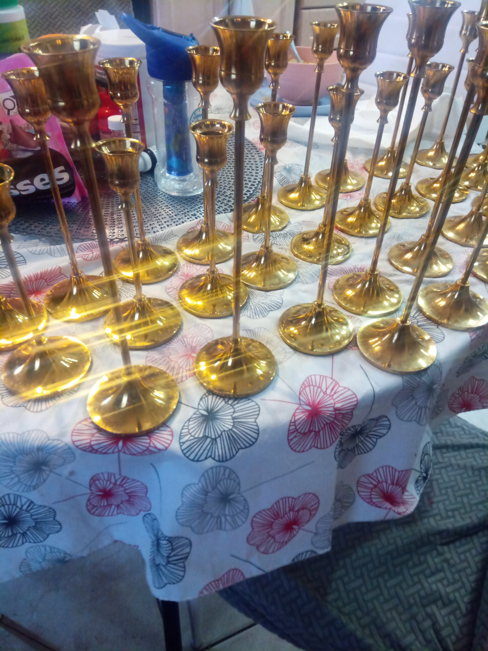Bulk lot of gold candle holders