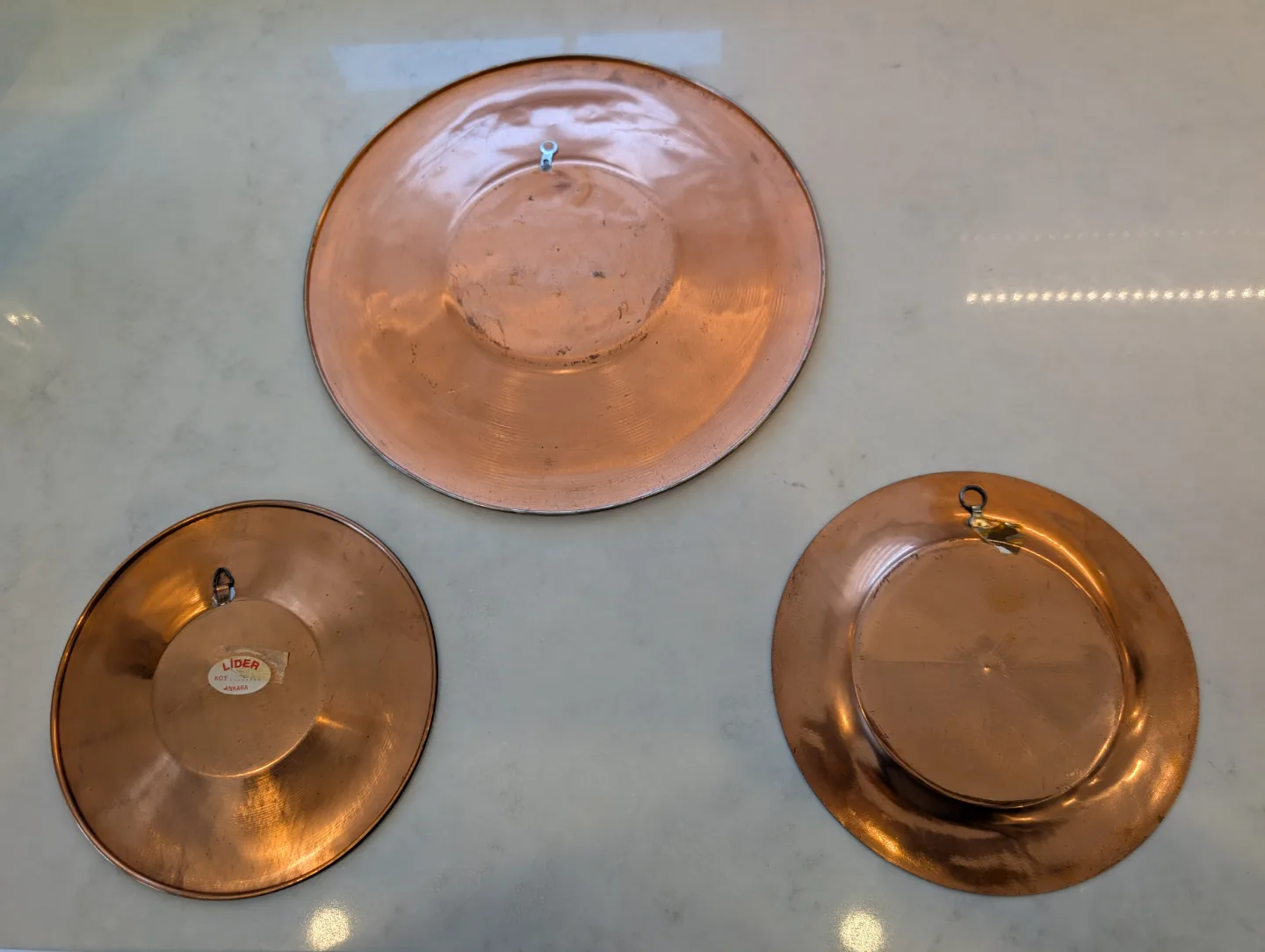 3 Turkish Hand-painted Etched Wall Hanging Copper Plates image indicator(4)