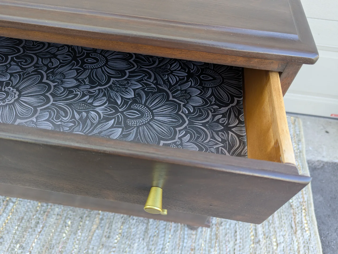 Newly refinished three drawer wood dresser image indicator(7)