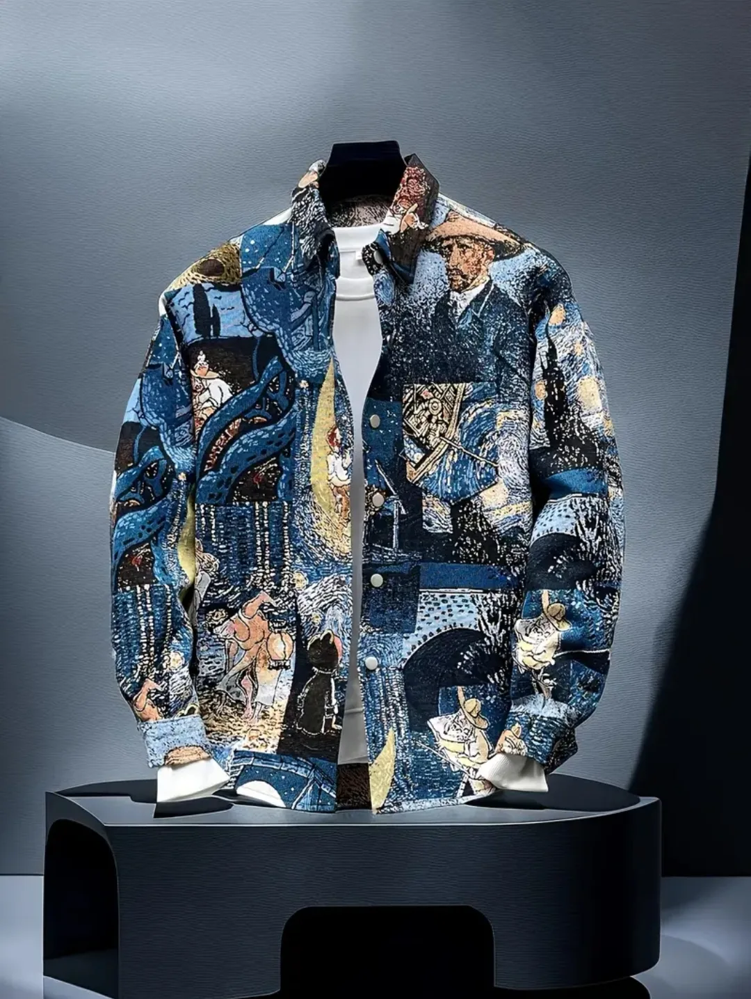 Men's Van Gogh Artwork Button-Up Shirt thumbnail